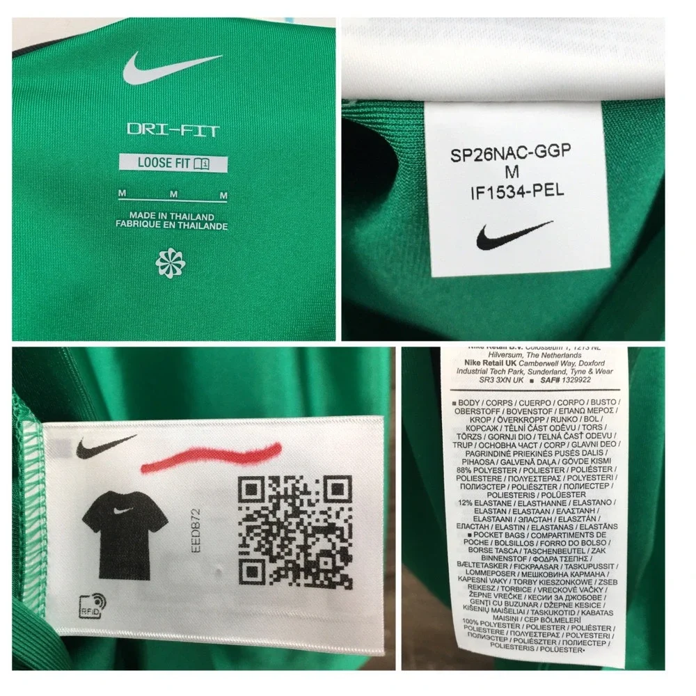 Nike Team Mens Green Dri-Fit Energy Soccer Jersey Polo Shirt Loose Fit Size M